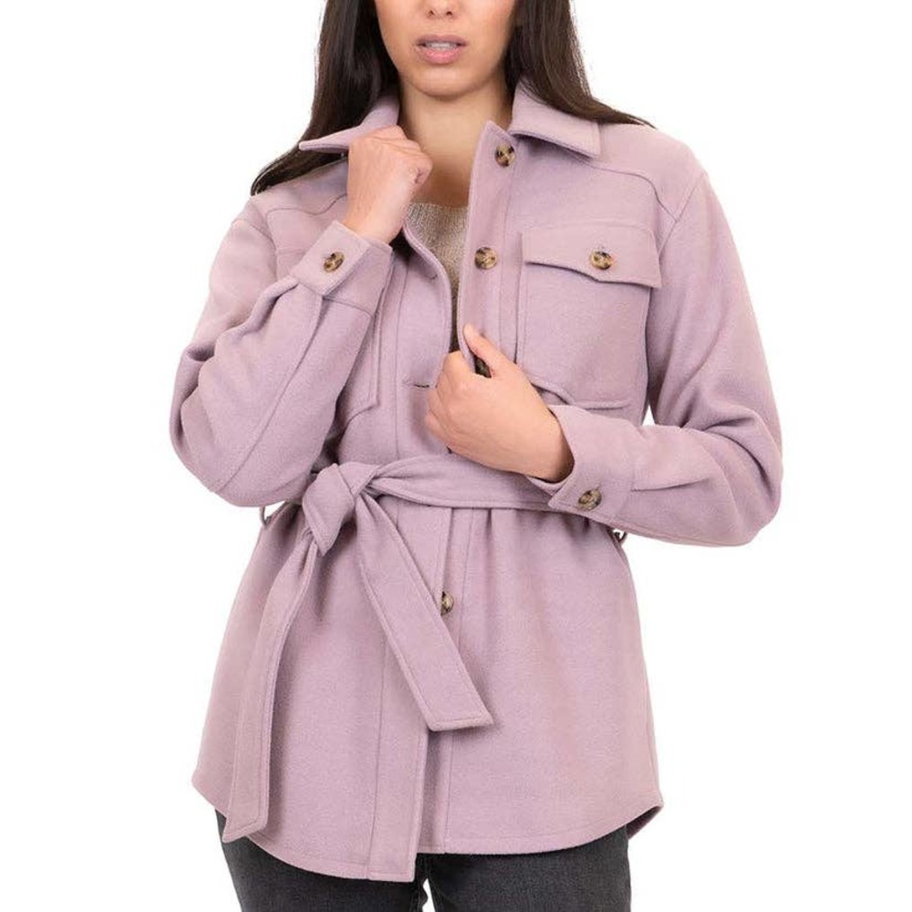Faux Wool Belted Shirt Jacket (Unlined) 2XL